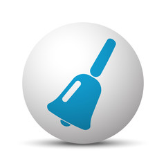 Blue School Bell icon on sphere on white background