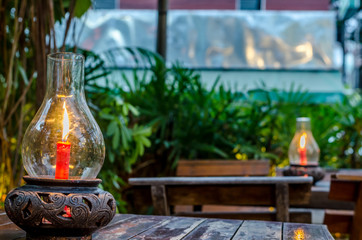 Candle light in glass