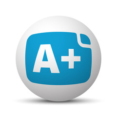 Blue Rating icon on sphere on white background
