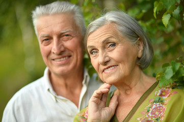mature couple   in summer park