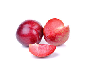  red plum isolated on white background