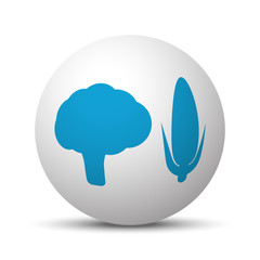 Blue Vegetables icon on sphere on white background