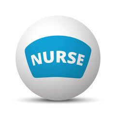 Blue Nurse icon on sphere on white background