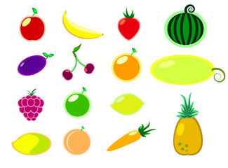 Fruit and vegetables flat style vector clipart