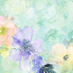 Fototapeta na wymiar Abstract watercolor flowers