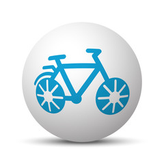 Blue Bicycle icon on sphere on white background