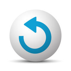 Blue Undo icon on sphere on white background