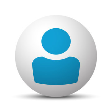 Blue Profile icon on sphere on white background