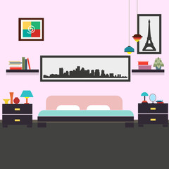 Modern bedroom interior vector illustration for your ideas