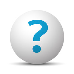 Blue Question Mark icon on sphere on white background