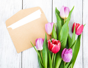tulip bouquet and envelope
