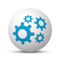 Blue Process icon on sphere on white background