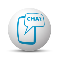 Blue Chat icon on sphere on white background