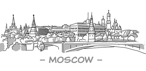 Moscow Hand Drawn Sketch, Separated on White