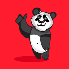 Panda vector illustration. Children's book illustration Panda thumb up. Vivid illustration with the Panda.