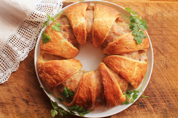 Meatloaf ring baked in pastry