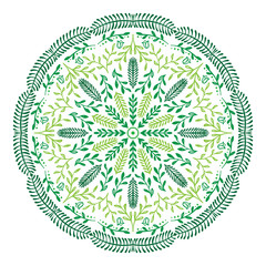 Color circular pattern. Round kaleidoscope of floral elements. - 106597809
