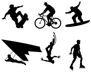 Six teenagers silhouette