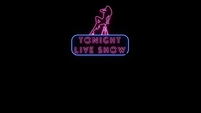 Animation with alpha channel of sign tonight live show neon light flickering