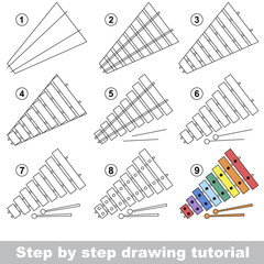 Xylophone. Drawing tutorial.