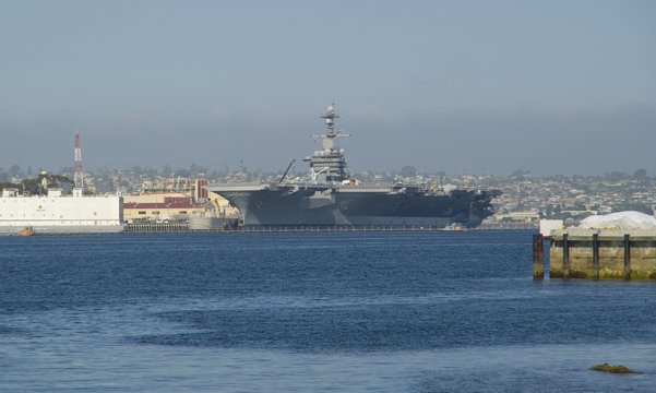 SAN DIEGO, California, USA - March 15, 2016: aircraft carrier USS Carl Vinson in San Diego, USA