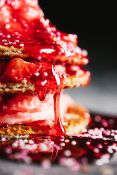 Delicious strawberry ice cream cake
