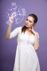 Future technology. Woman working with futuristic interface 