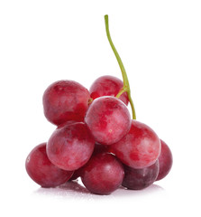 wet red grapes isolated on white background