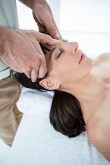 Fototapeta na wymiar Pregnant woman receiving a massage from masseur