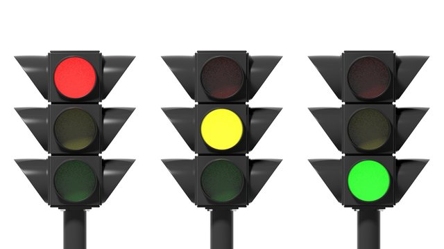 Traffic lights set, isolated on white background