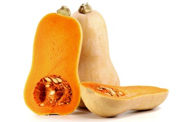 Butternut Kürbisse isoliert auf weißem Hintergrund