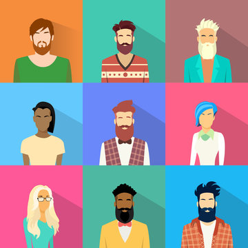 People Profile Diversity Avatar Set Icon Mix Race Ethnic