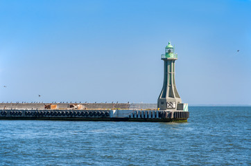 Lighthouse at the entrance to Gdynia harbor in Poland