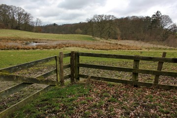 Countryside with empty paddock