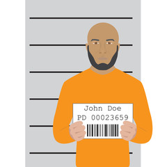 vector illustration of mugshot of arrested man
