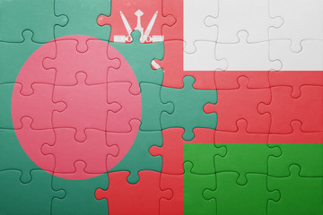 puzzle with the national flag of bangladesh and oman