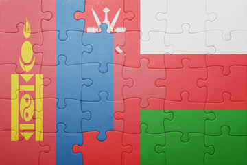 puzzle with the national flag of mongolia and oman