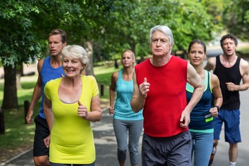 Marathon athletes running