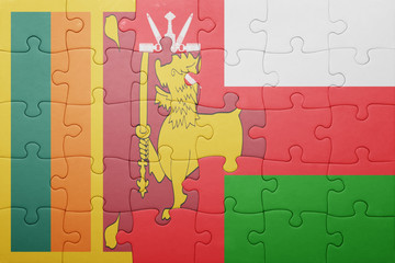 puzzle with the national flag of sri lanka and oman