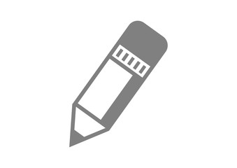 Grey pencil icon on white background