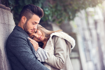 Couple in love taking selfie.