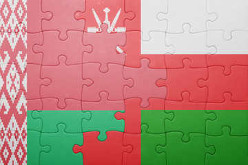 puzzle with the national flag of belarus and oman