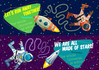 Vector illustration in flat style about outer space.