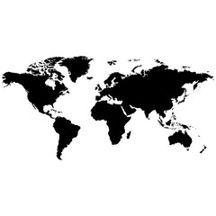 Fototapeta premium mapa ziemi w kolorze czarnym na białym tle