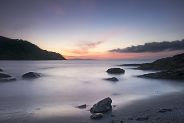 Mediterranean beach at sunrise