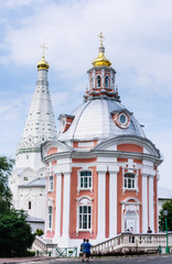 Fototapeta na wymiar Church of the Smolensk Icon of the Mother of God, a temple in honor of St. Zosima and Savvatiy of Solovki. Holy Trinity St. Sergius Lavra. Sergiev Posad