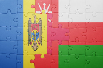 puzzle with the national flag of moldova and oman