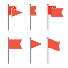Flag Pin Vector Flat Icon Set