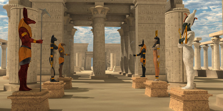 Temple of Ancient Pharaohs - A pharaoh's temple to worship Egyptian gods Seth, Ra, Anubis, Hathor, Osiris, and Bast.