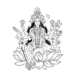 Fototapeta na wymiar Indian goddess Shakti, sketch for your design